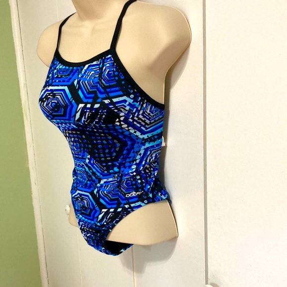 DOLFIN Reliance Bee Hive V Racer Back Blue Black White Womens Size 28 - Picture 6 of 16